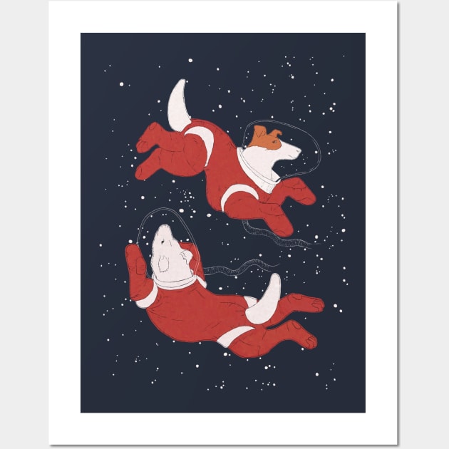 Belka and Strelka - Space Dogs Wall Art by Aline Eg